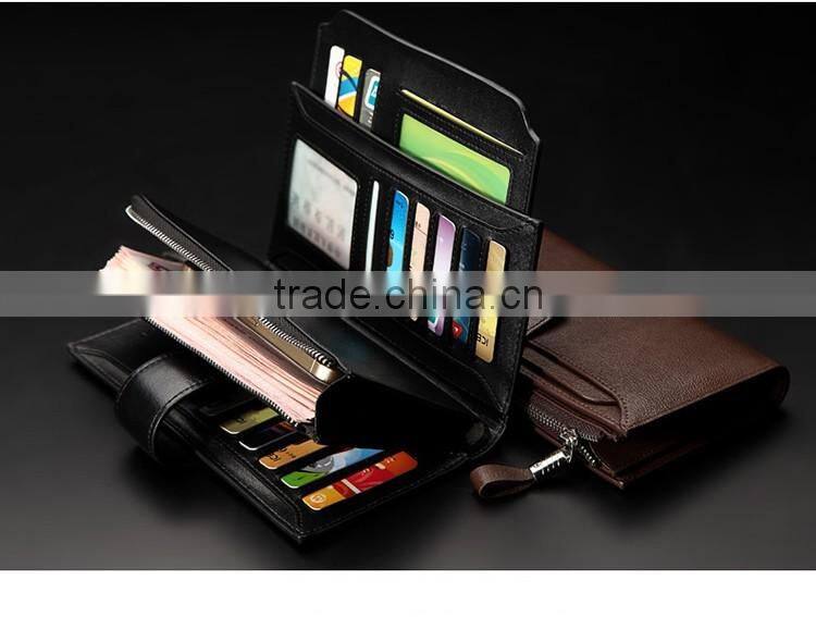 high capacity genuine leather men's wallet with many card slots, wholsale rfd leather wallet for men