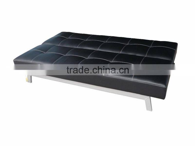 Metal Legs Red Leather Sofa Bed Futon Sleeper