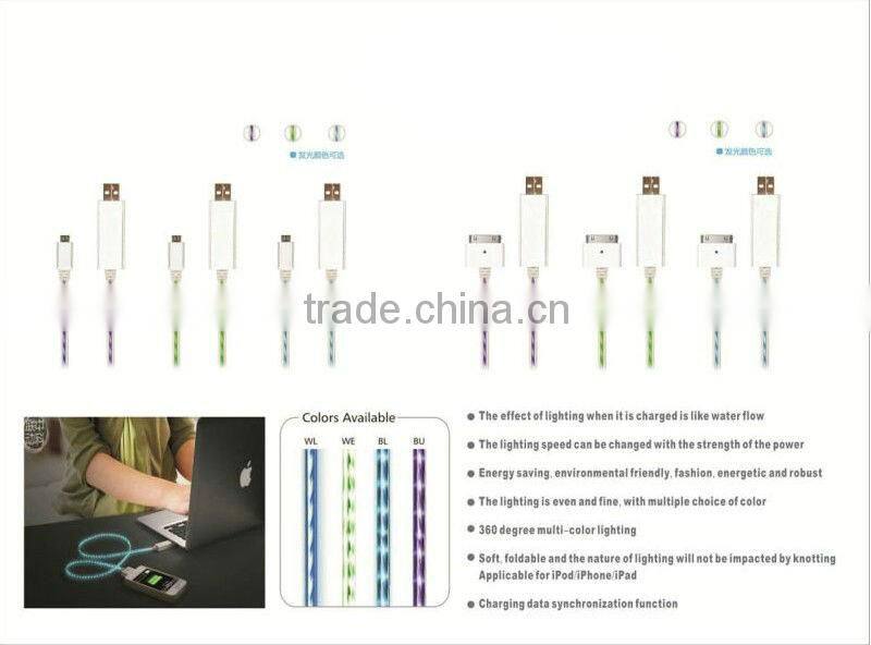 2012 New Arrival luminous USB data line