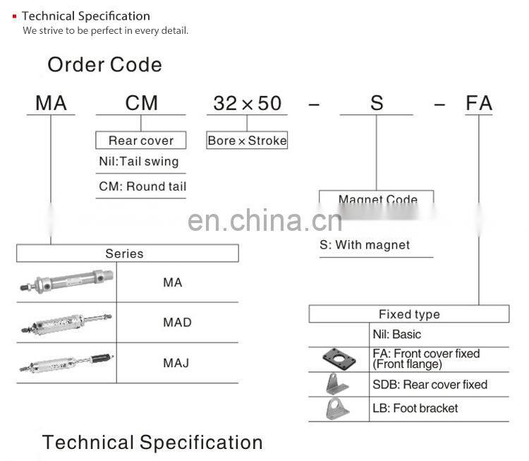 SNS MA Series wholesale stainless steel mini pneumatic air cylinders
