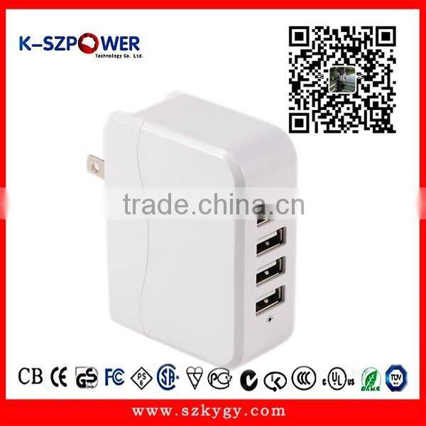 2016 G-series25W K- 054900 MFI authorzation China factory made High Quality Universal 4 Port AC Home Wall Adapter Charger 5V