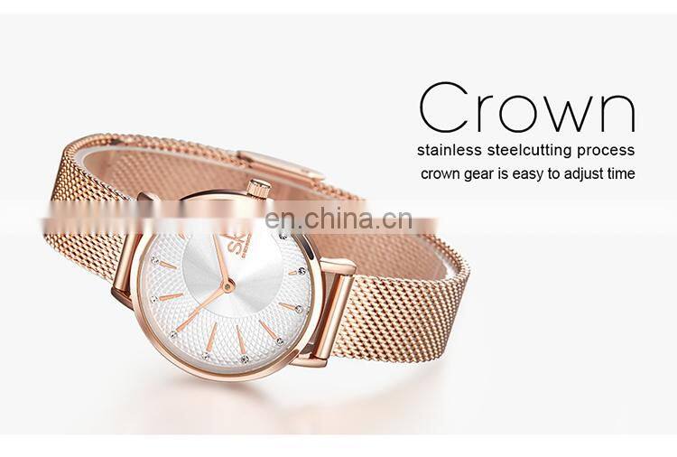 SHENGKE SK Quartz Watches K0093L Women Steel Mesh Watch Luxury Ladies Watch Japan Quartz