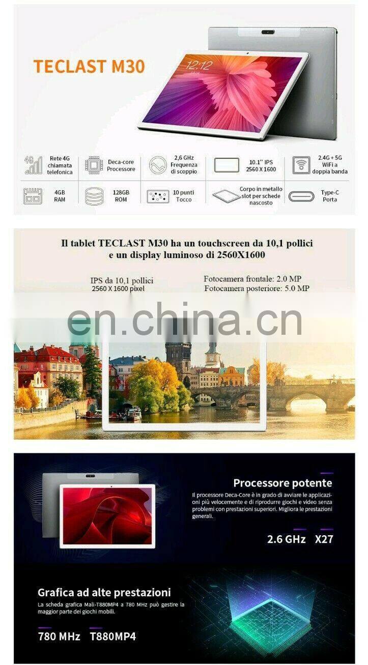 Teclast m30 PRO Tablet 10.1 inch 4g LTE 2560*1600, MTK 10-Core 2.6ghz, RAM 4gb ROM 128gb