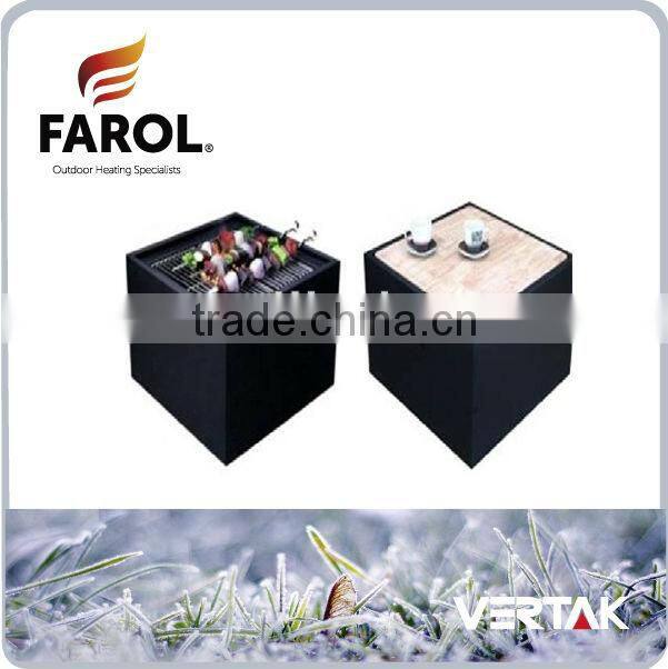 Stainless steel fire pit with wood cover