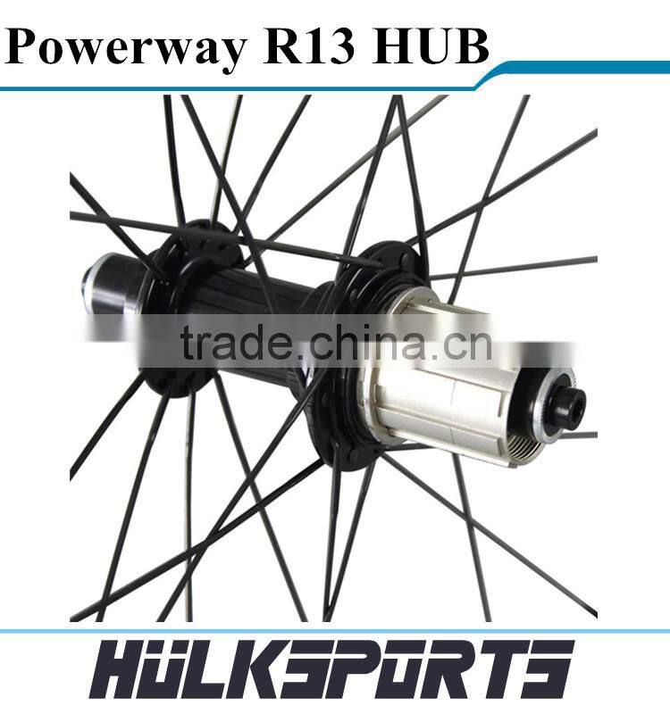 38mm clincher light wheelset Black Powerway R13 Hub 700c Road Bicycle Carbon Wheel 38mm Clincher 23mm Width Racing Cycle Wheels