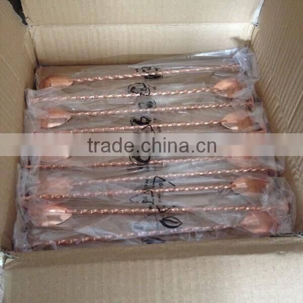 Cocktail mixing spoon, Stainless steel copper plated spoon, metal bar tools