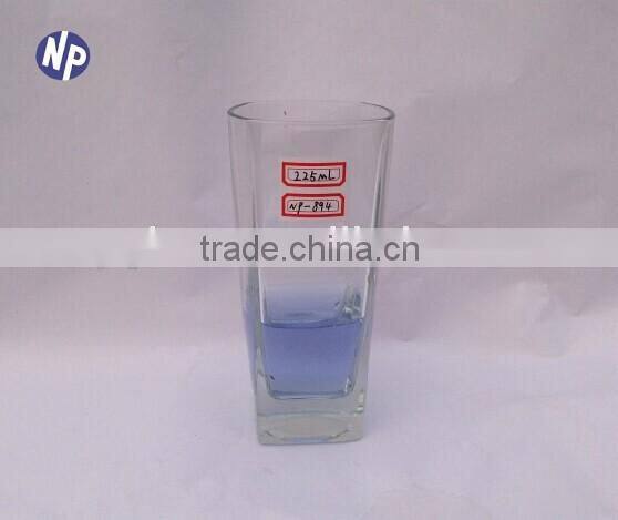 fashion designed unbreakable squared shaped clear glass drinking cups