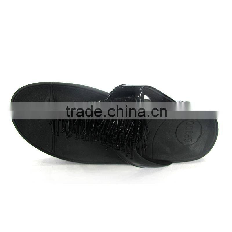 eva wedge heel flip flops with gem decoration