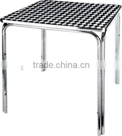 polished aluminum table