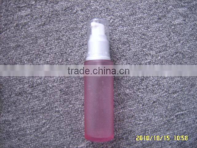 Glass cosmetic lotion bottle with pump and cap