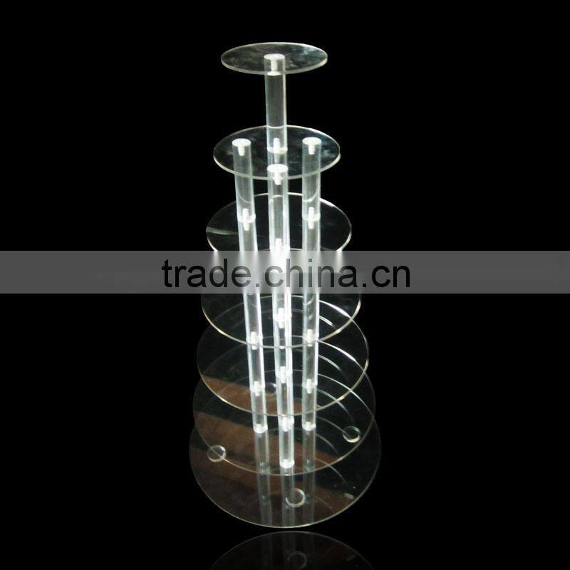 7 tiers round stabilized Acrylic cake display stand , factory direct sale acrylic cake display stand