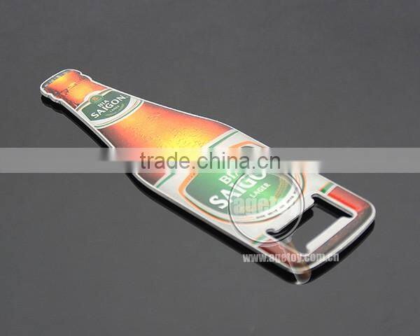 Vietnam Saigon Souvenirs Promotion Beer Bottle Shaped Printing Stainless Steel Metal Beer Opener Custom