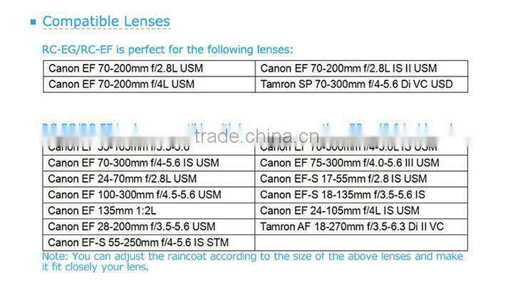 JJC new products Rain Cover for Nikon D750 D100 D7000dslr camera