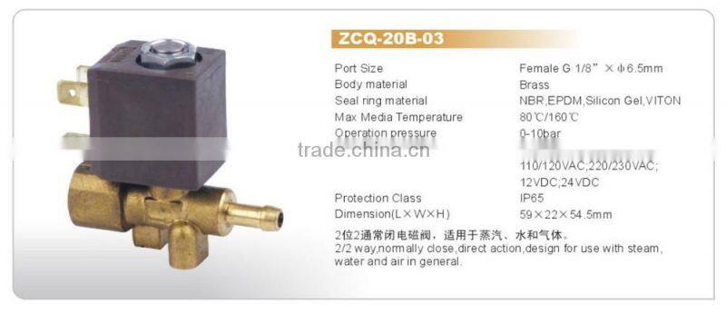 BONA Brass Solenoid Valve Steam Iron/Steam Cleaner Solenoid Valve Female screw 1/8"*6.mm ZCQ-20B-3