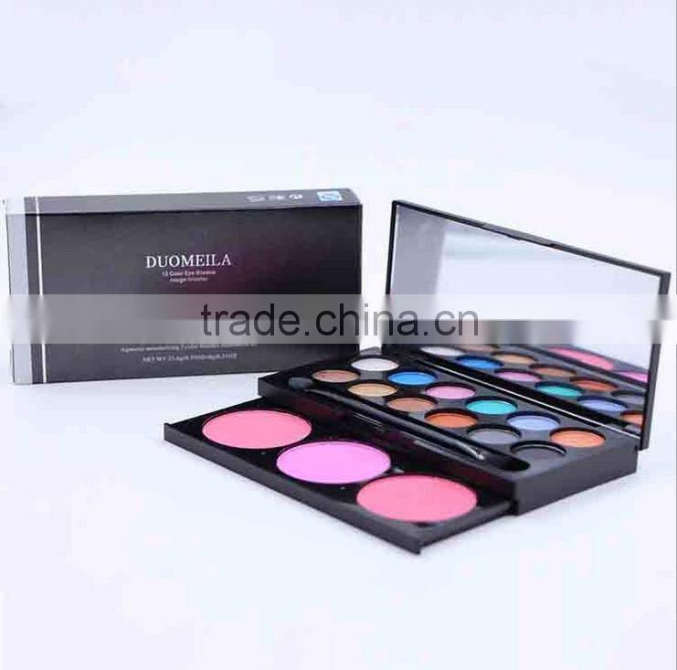 DUOMEILA 12 color eyeshadow palette with 3 color blusher makeup eyeshadow set