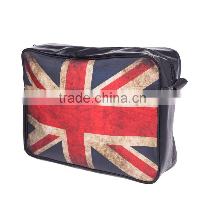 2016 hot fashion 3D retro Union Jack the Union Flag printing one side leather courier bags Shoulder bag message bags