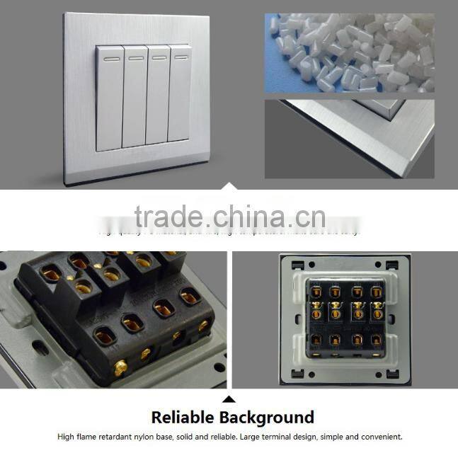 3D PC brushed like matel brushed design BS Standard touch switch 1 gang 1 way wall switch