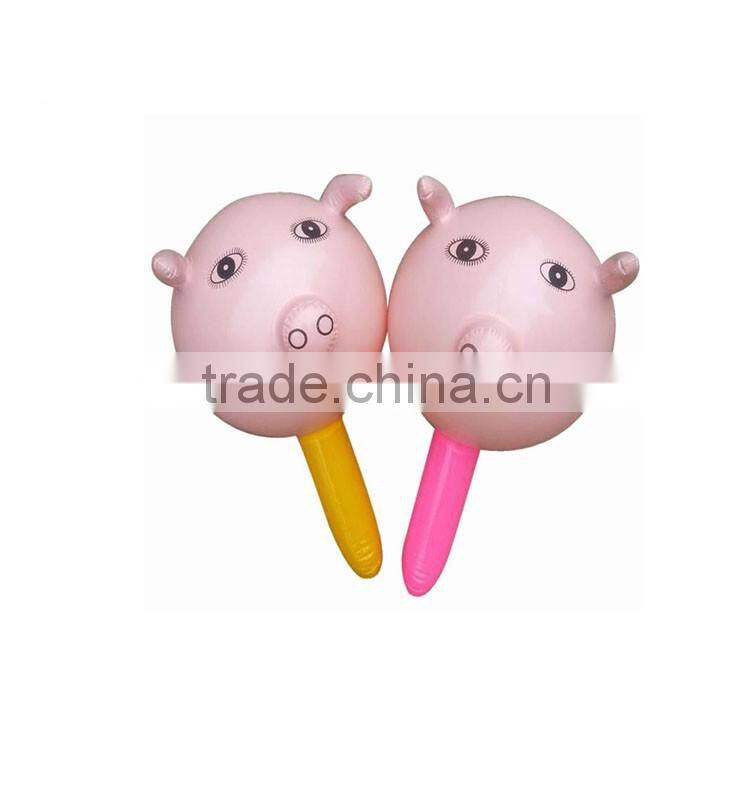 Baby plastic inflatable pig toy hammer