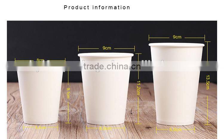 OEM Disposable pe coated white/green/red/browm /black paper coffee cup