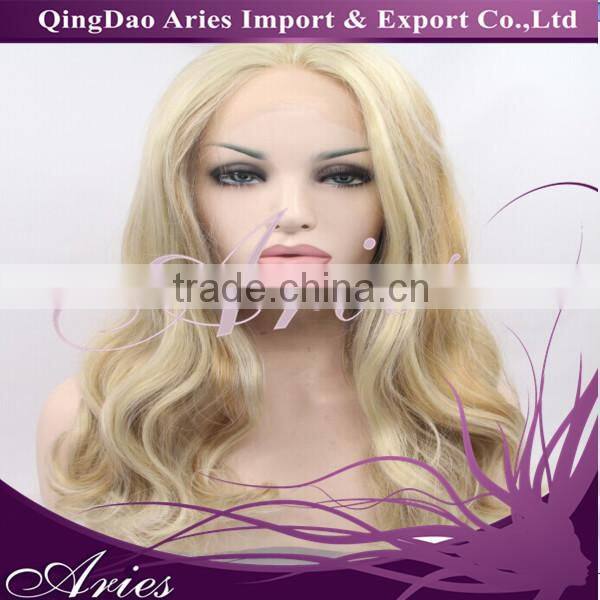 Short Brown with blonde straight Lace Front Wig Heat Resistant
