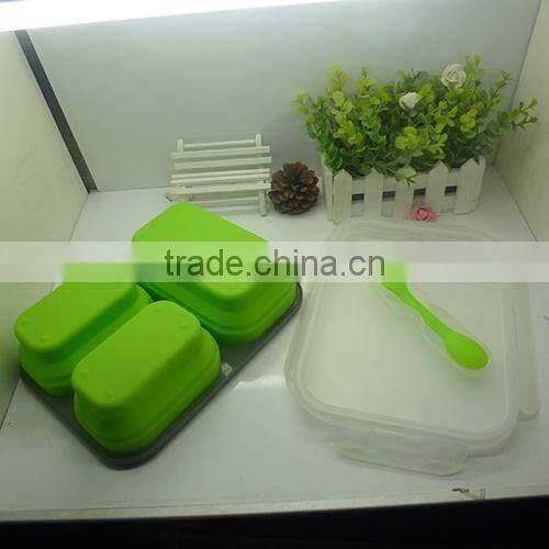 Hot selling collapsible lunch box/collapsible food container/foodgrade silicone lunch box
