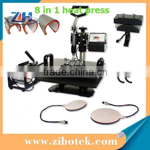 Alibaba hot sale combo heat press machine /t-shirt printing machine heat press machine 8 in 1