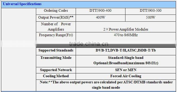400W/500W Low Power UHF Terrestrial digital tv Transmitter