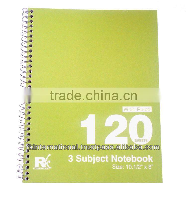 High quality 5 subject spiral notebook