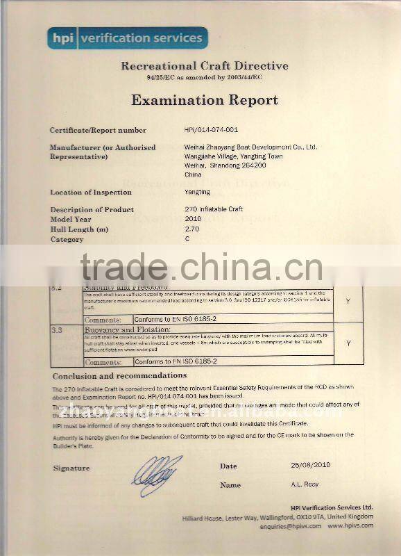 CE Authenticate PVC or Hypalon aluminum floor inflatable competitive price boat