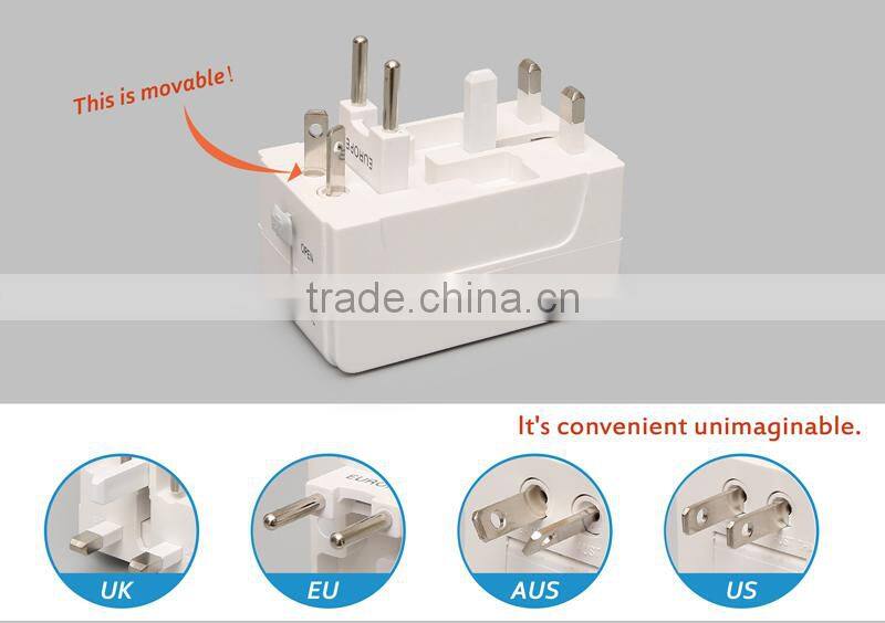 UK AUS US EU plug Universal travel adapter with Single USB