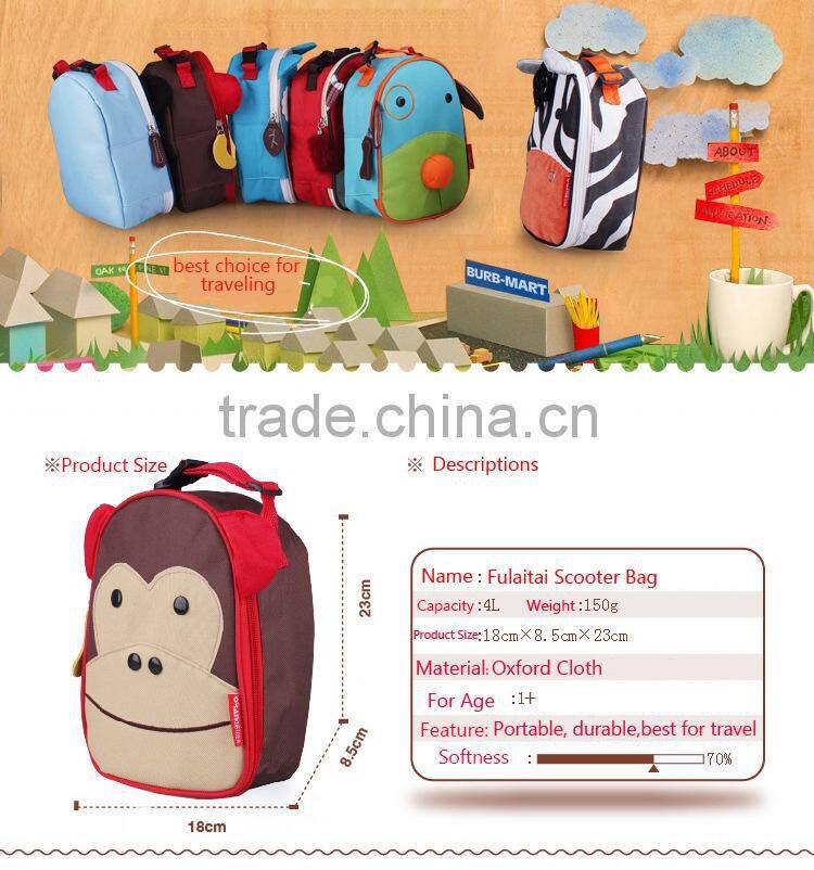2016 high quality new folding kids scooter with cute cartoon lunch bag