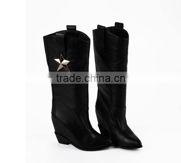 top-quality real leather black women over knee boots