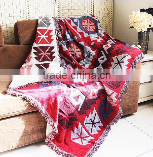 Boucle throw blanket french tapestry jacquard woven blanket