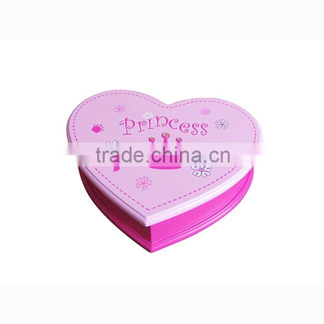 Wood pink heart shaped Jewelry box, wooden storage box jewellery gift box for girls