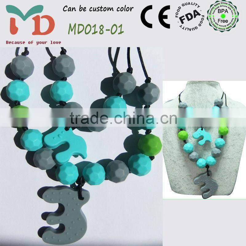 2015 Latest Design BPA Free Food Grade Silicone Teething Beads Necklace Jewellery
