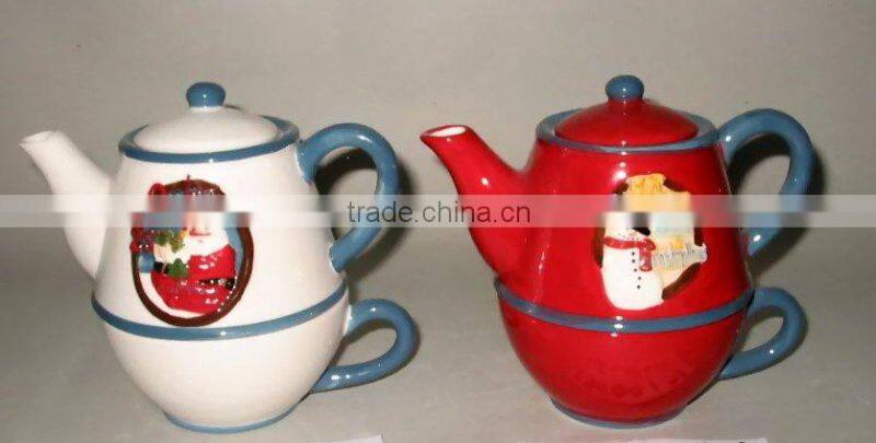 Santa teapot , Xmas teapot, Xmas ceramic teapot