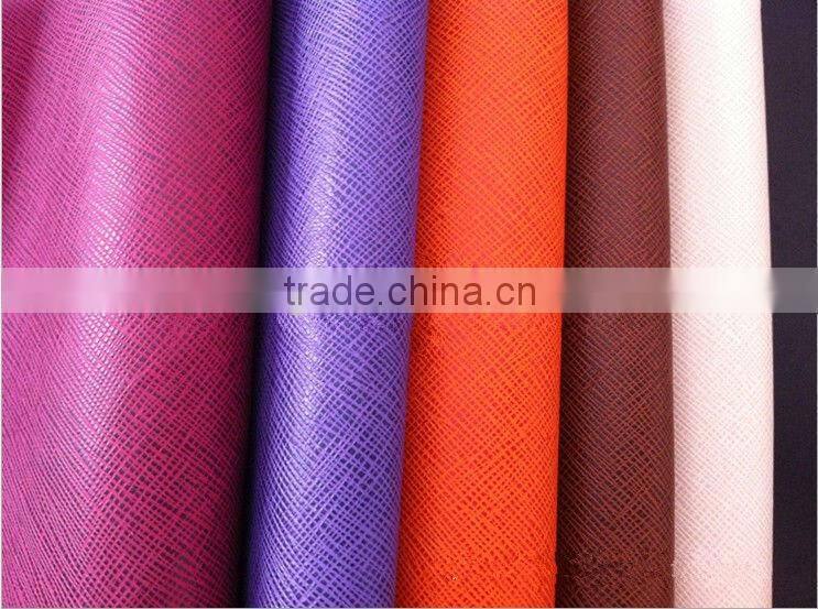 Artificial PVC cross pattern /Toothpick grain leather for shoese ,bag ,handbag....