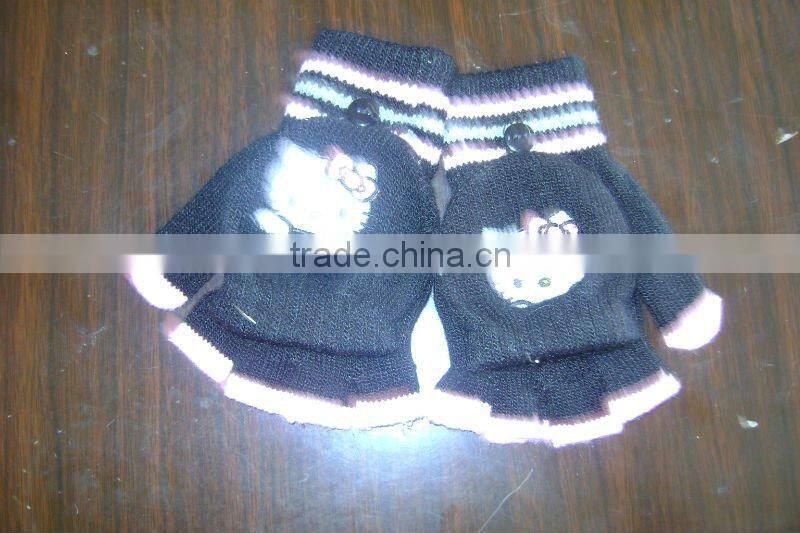 100% acrylic knitted fingerless magic glove with jacquard logo