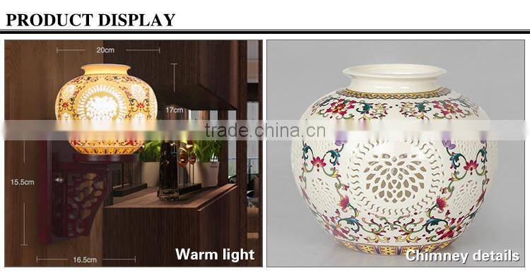 Jingdezhen hollow pastel wall lamp holder wall fancy light
