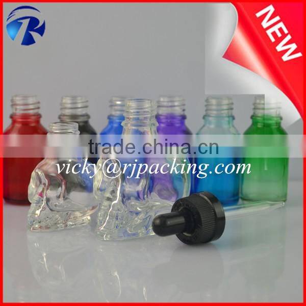 red painting 1oz skull shape glass dropper bottle for e-liquid in stock