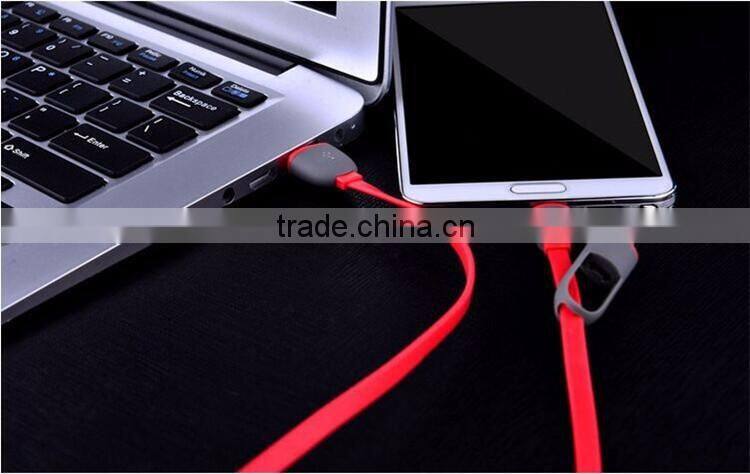 2016 most popular 1 meters long 2 in 1 flat usb cable