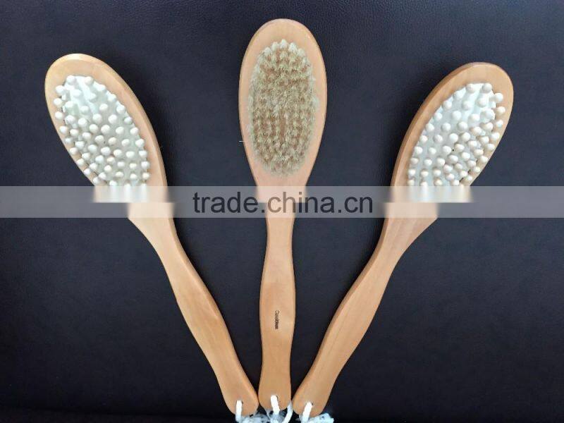 Double side bath brush with massager beads