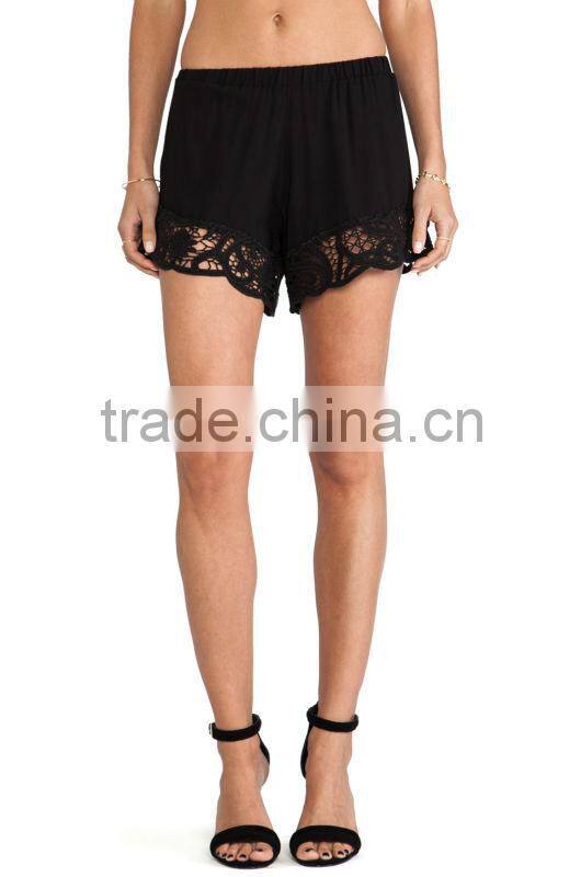 ladies black crochet shorts