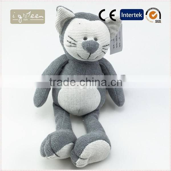 I-Green Toy Series-Fashional Style Promotional Knit Stuffed Cotton cat Knitted cat