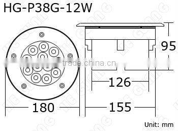 IP68 Waterproof 12W Led Inground Lights with 14 kinds of RGB Color change pattern