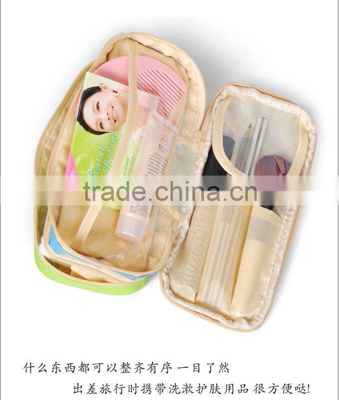 Multi-function travel bag,canvas two colors wash bag,21*7*10cm OPP cosmetic bag
