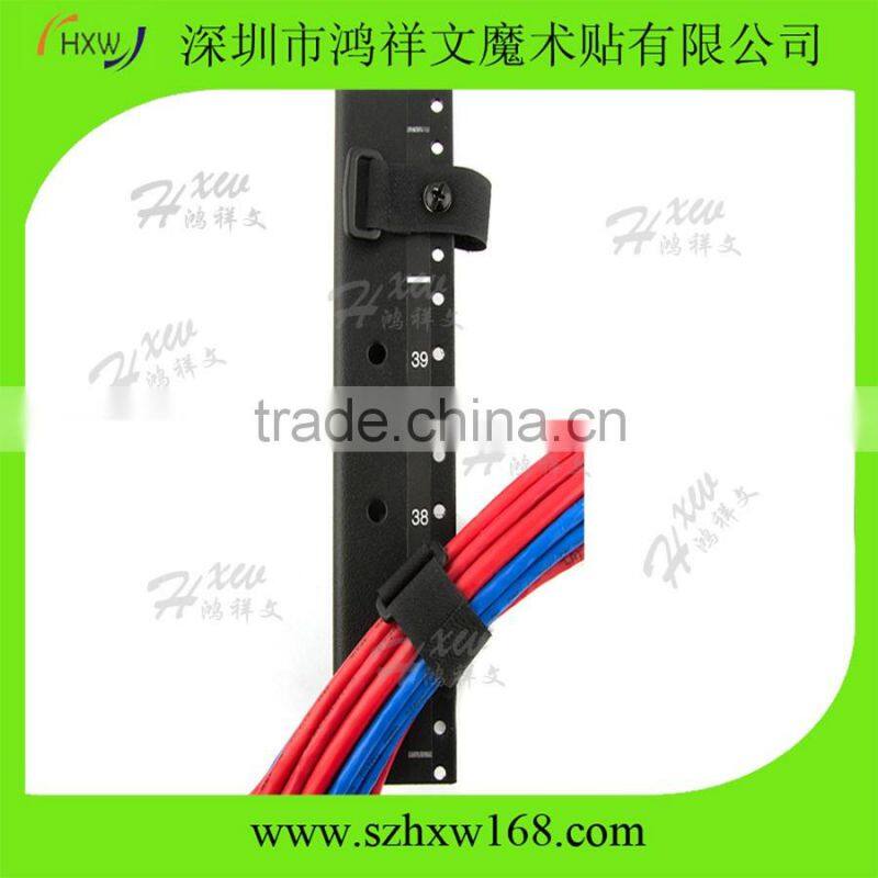 Hook and Loop Cable Ties Black Cinch Straps with Eyelet