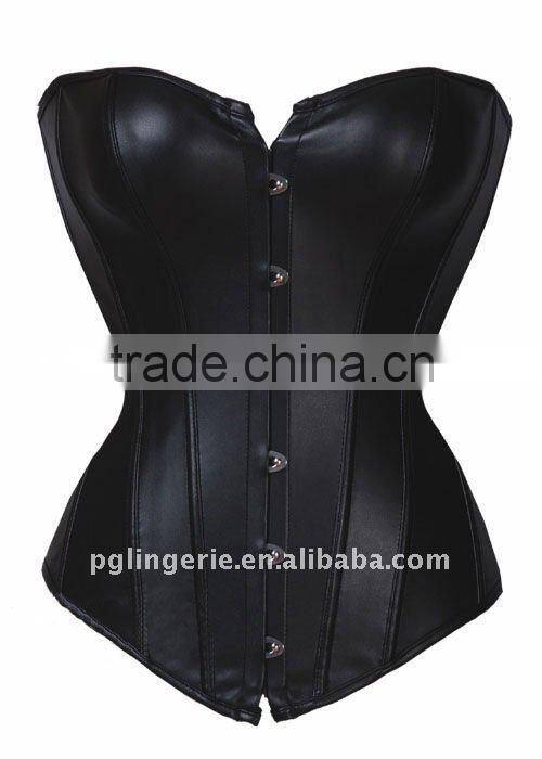 coffee zipper front sexy women leather corset m1985