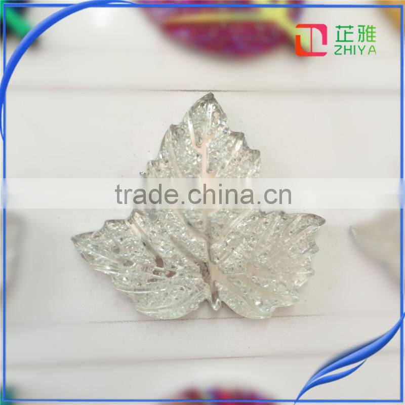 Leaves Shape Stone Rhinestone Accessories ,Resin Cabochon Gemstone ,Garment Gemstone,can make 2holes