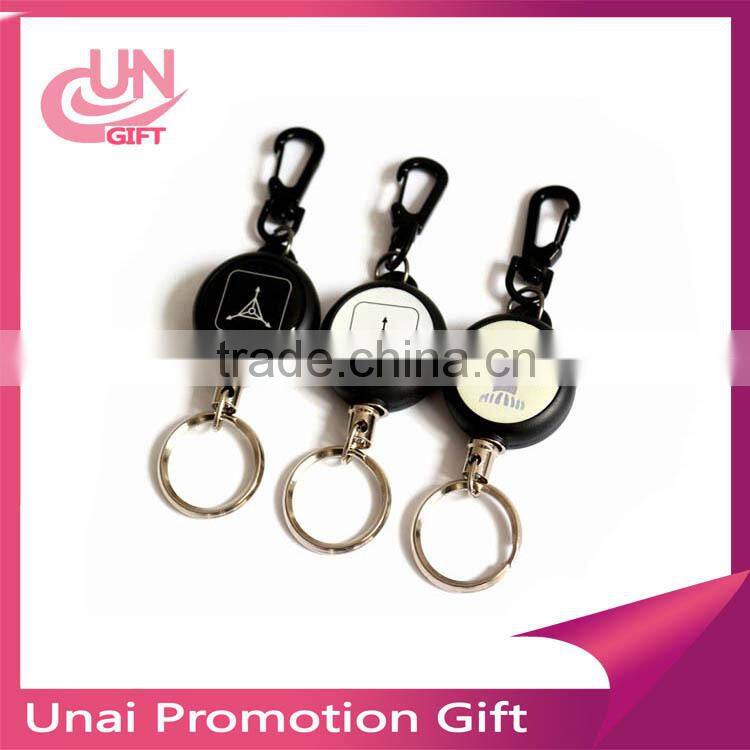 Creative metal retractable reel keychains with wire rope anti-lost